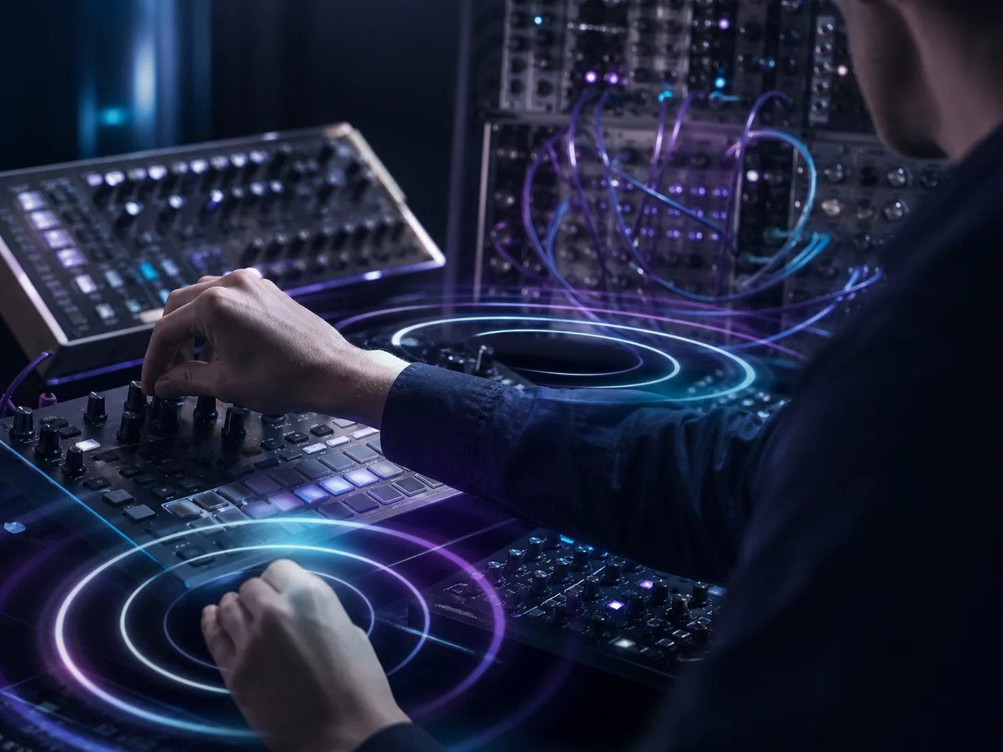 Produttore che descrive ritmo, basso e synth techno