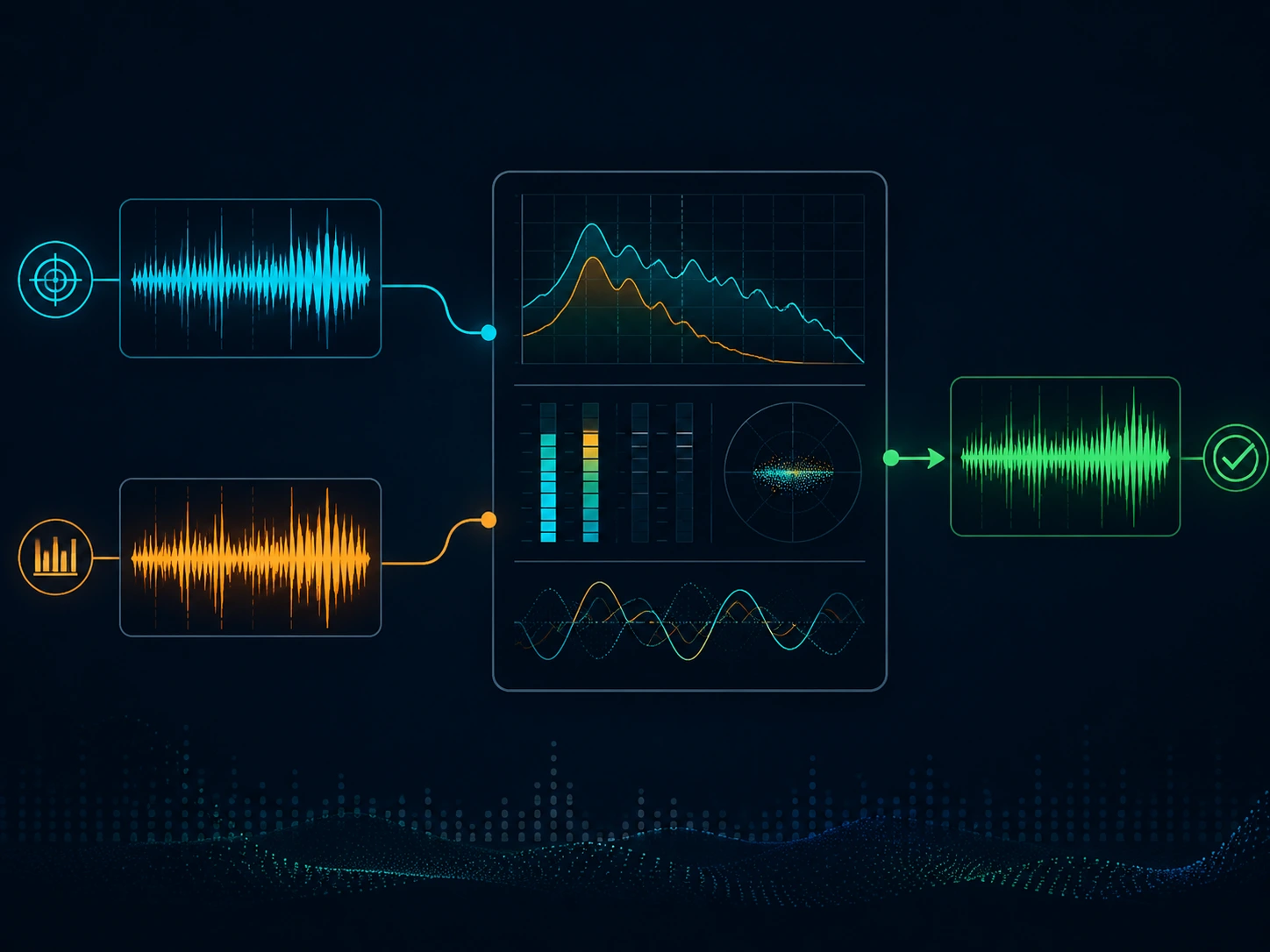 Mastering baseado em referência compara uma target mix com uma reference track antes de produzir o master
